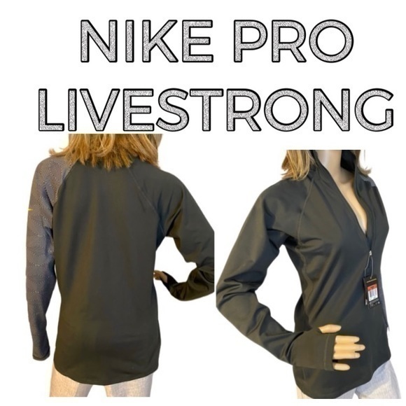 Nike Tops - Nike Pro Livestrong Large 1/2 Zip Stretch Running / Golf Pullover NWT FIRM